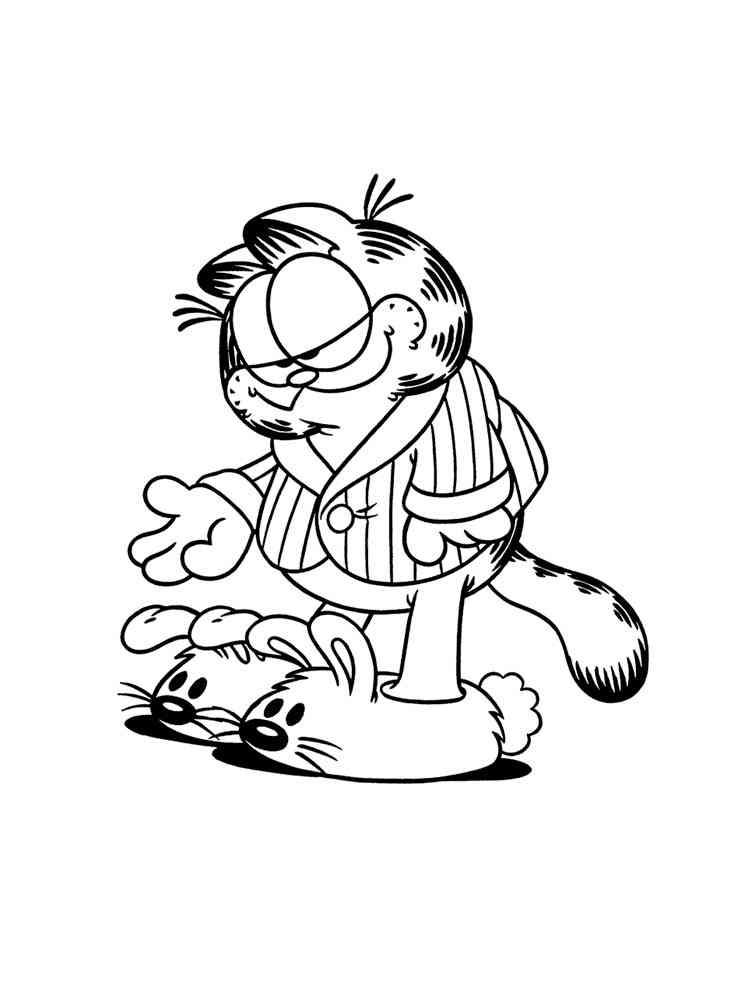 Garfield in slippers coloring page
