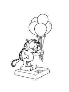 Garfield with balloons coloring page