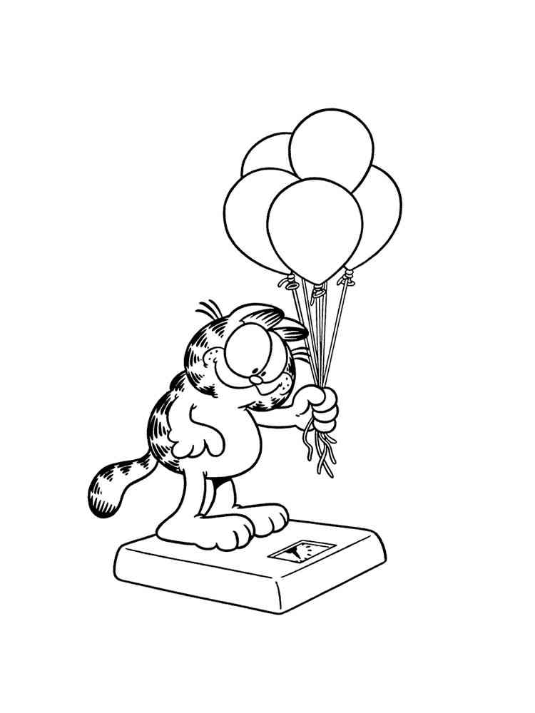 Garfield with balloons coloring page