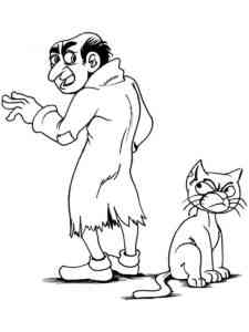 Gargamel and cat coloring page