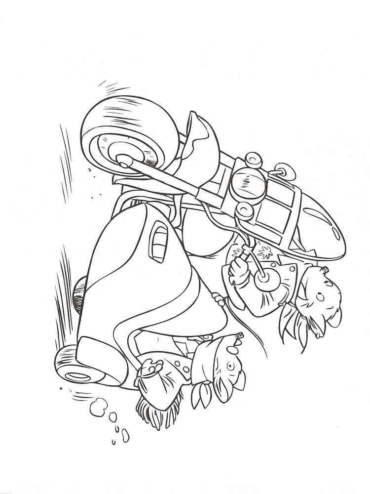 Trap and Geronimo on a motorcycle coloring page