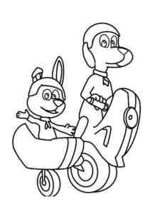Tag and Scooch on a motorcycle coloring page