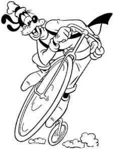 Goofy on a bike coloring page