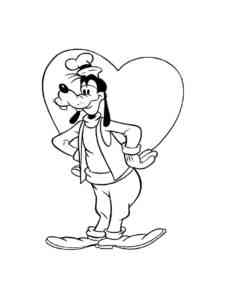 Goofy holding a heart coloring page