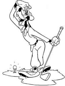 Goofy plays golf coloring page