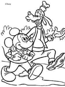 Goofy with Mickey coloring page