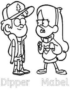 Mabel Pines and Dipper Pines coloring page