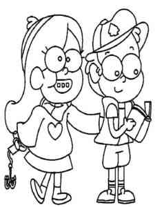 Cute Mabel and Dipper coloring page