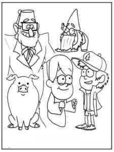 Gravity Falls Characters coloring page