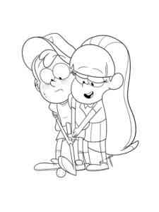 Mabel and Dipper play golf coloring page