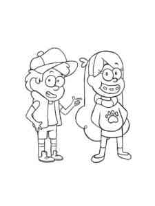 Mabel and Dipper Pines from Gravity Falls coloring page