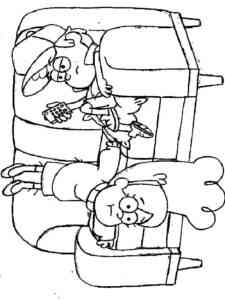 Mabel and Dipper on the sofa coloring page