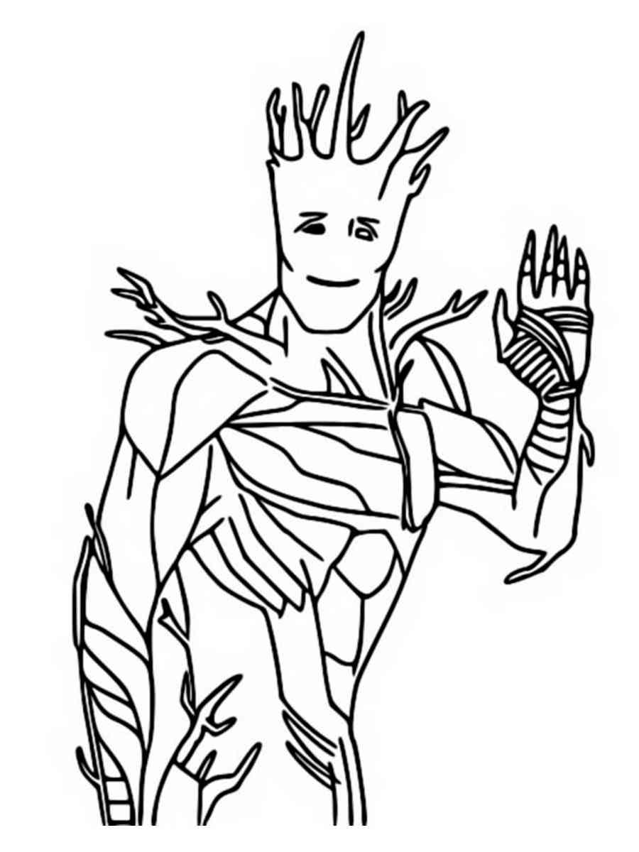 Old Groot waves his hand coloring page