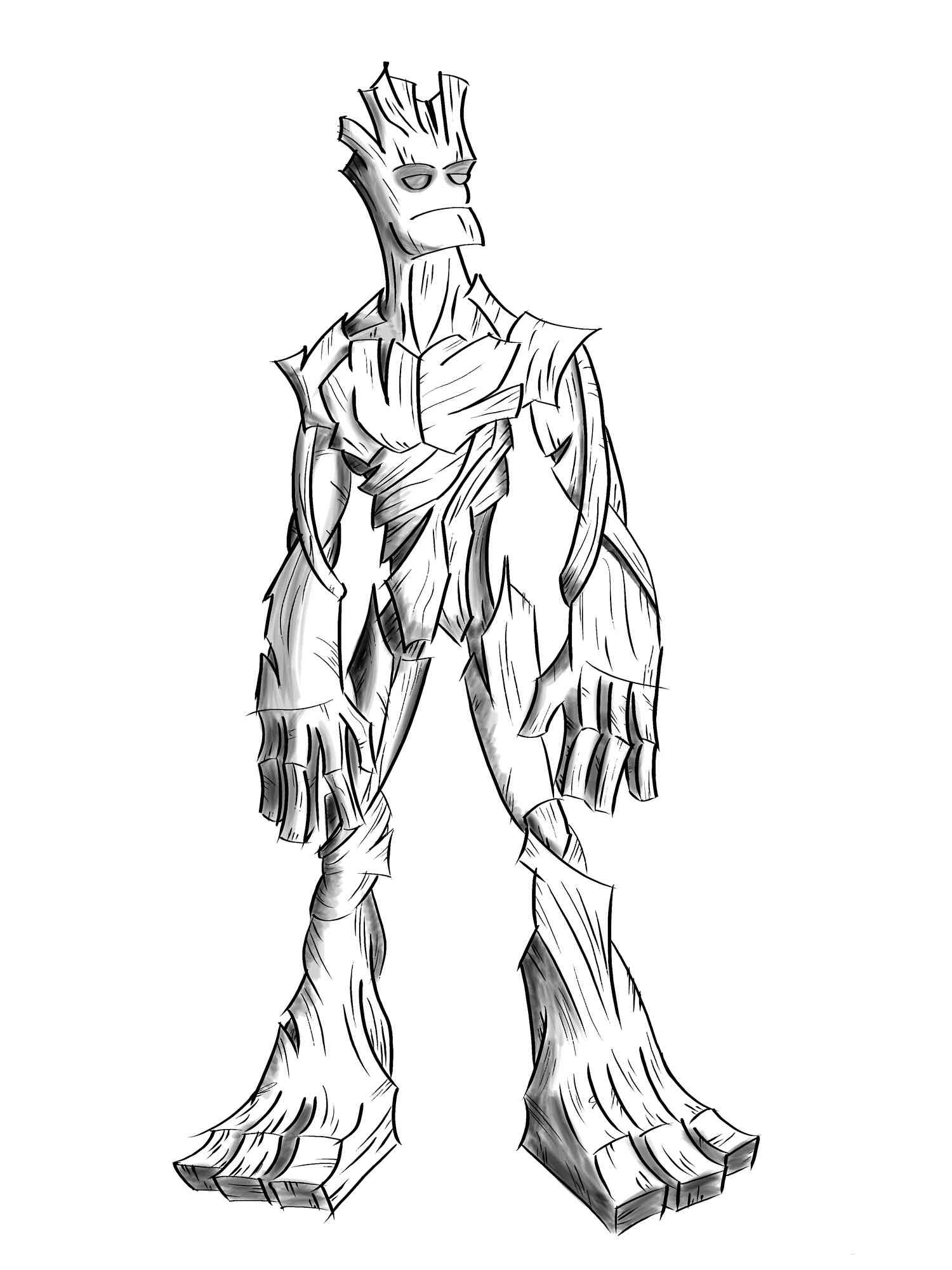 Simple Old Groot coloring page