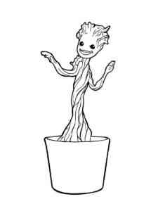 Groot in a pot coloring page