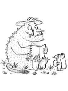 Gruffalo reads to the mouse coloring page