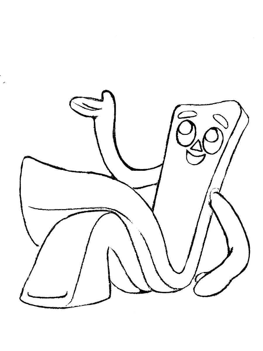 Gumby sits coloring page