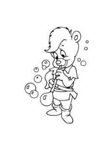 Sunni Gummi blows bubbles coloring page