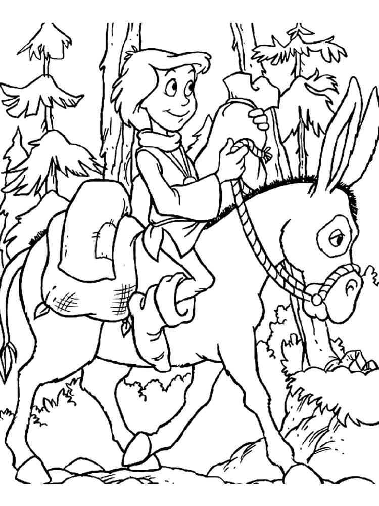 Cavin on a donkey coloring page