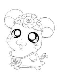 Hamster with Flower Bag coloring page