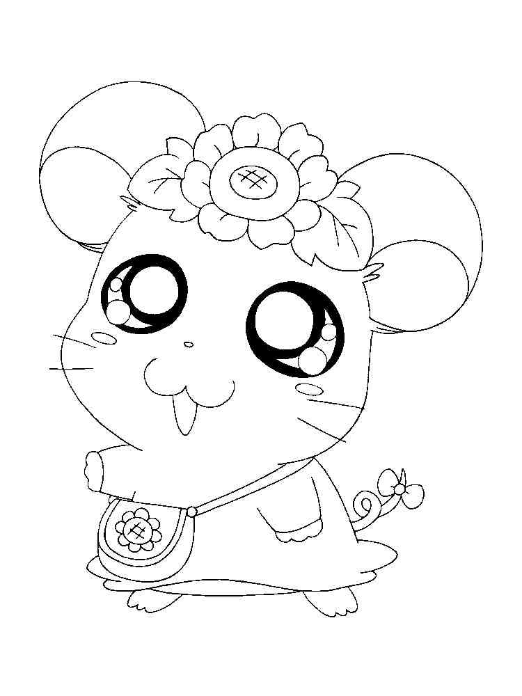 Hamster with Flower Bag coloring page