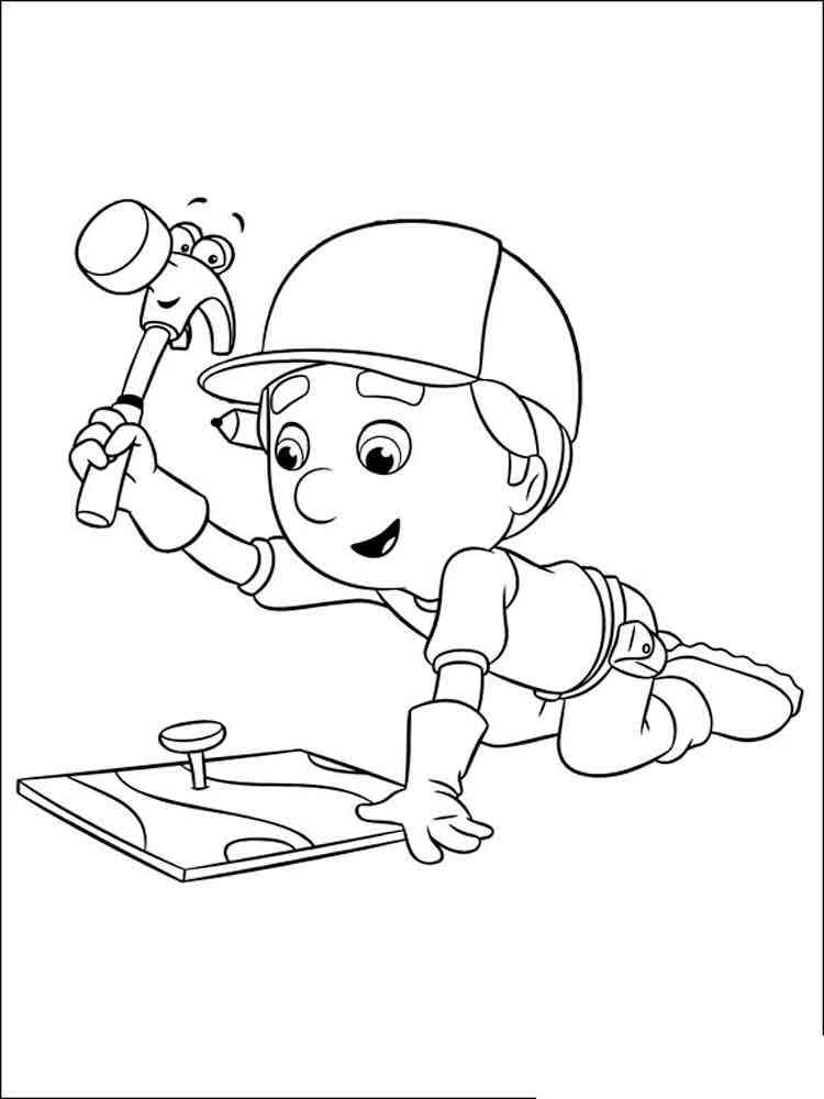 Manny with a hammer coloring page