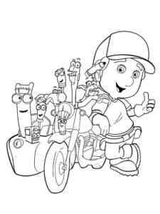 Manny near the motorcycle coloring page