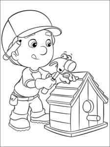 Manny makes Bird House coloring page