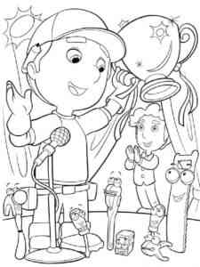 Handy Manny holding a cup coloring page