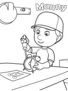 Manny fixes the alarm clock coloring page
