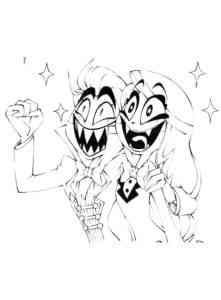 Alastor and Charlie from Hazbin Hotel coloring page