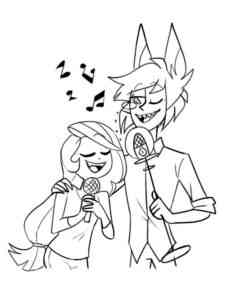 Alastor and Charlie sing coloring page