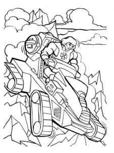 He-Man rides in a war machine coloring page