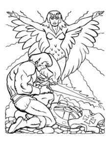 Sorceress of Castle Grayskull and He-Man coloring page
