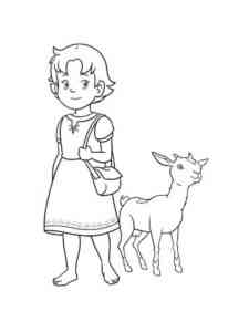 Heidi with Goat coloring page