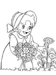 Heidi picking flowers coloring page