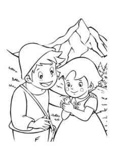 Heidi and Peter coloring page