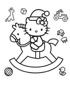 Kitty with toys coloring page