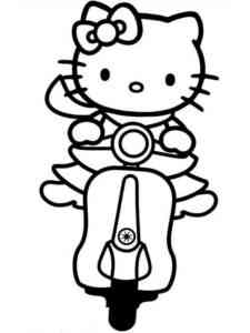 Hello Kitty on a moped coloring page