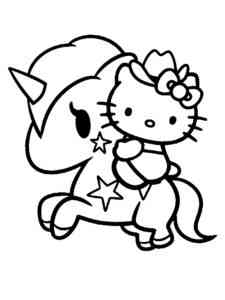 Kitty on Unicorn coloring page