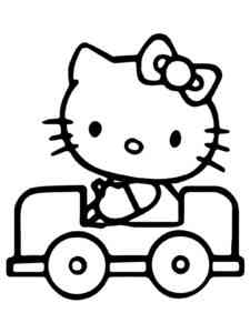 Kitty driving a car coloring page