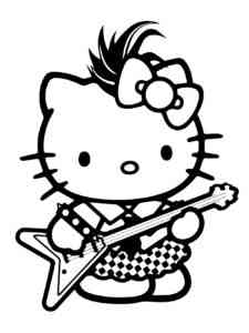 Kitty Rock Musician coloring page