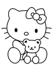 Kitty with teddy bear coloring page