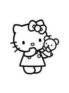 Kitty with a toy coloring page