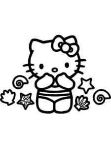 Kitty with seashells coloring page