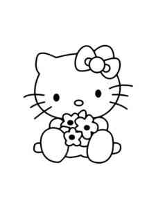 Kitty with a bouquet coloring page
