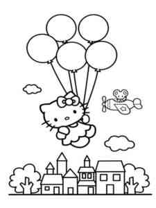 Hello Kitty with balloons coloring page