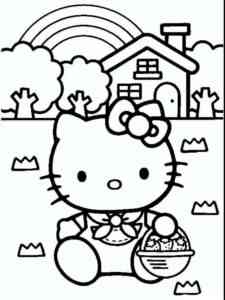 Hello Kitty picked strawberries coloring page