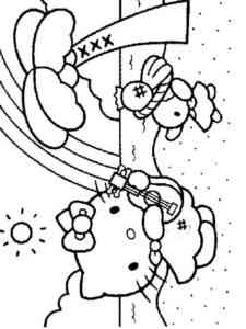 Hello Kitty plays the guitar coloring page