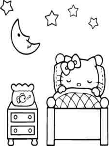 Night Hello Kitty coloring page